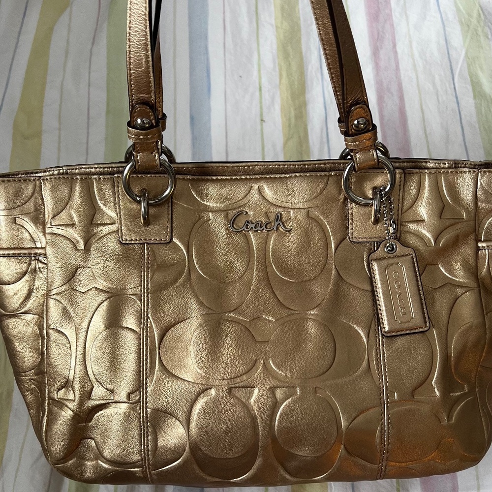 COACH Gold Metallic Shoulder Purse